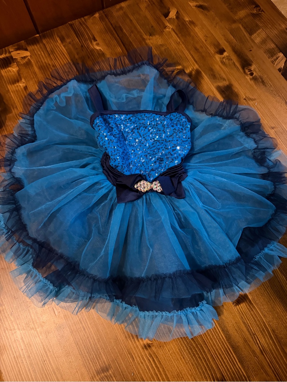 Weissman Teal and Navy Sequin Tutu Dress